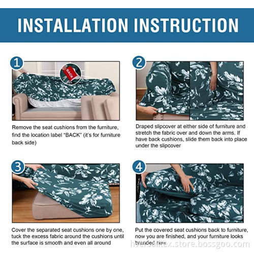 3-Pieces Home Textiles Printed Sofa Slipcovers